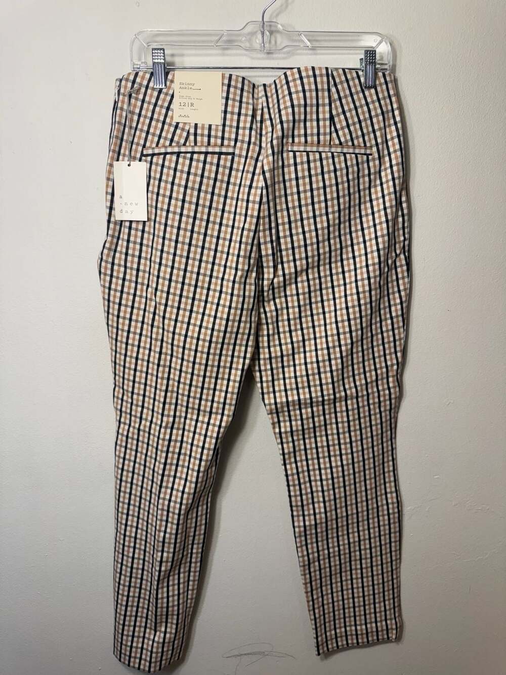 A New Day Women's Plaid Skinny Ankle Mid-Rise Side-Zip Trousers Size 12R - Picture 3 of 7